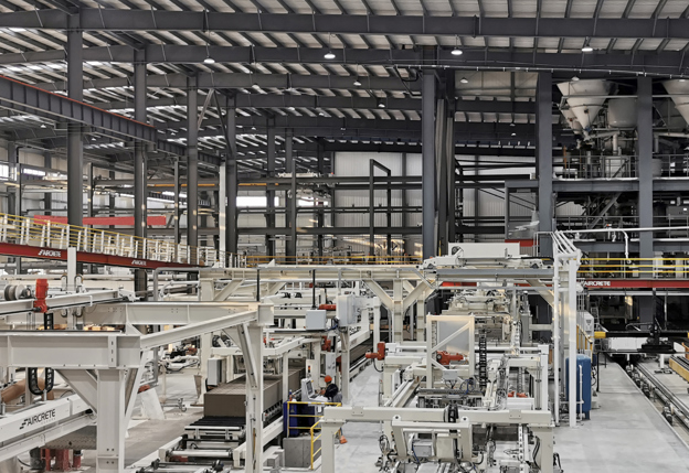 Binnenkant van een fabriek van Aircrete