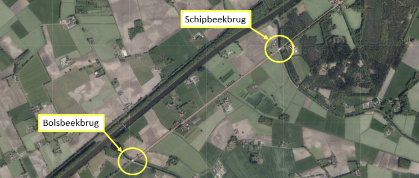 Links De Bolsbeekbrug En Rechts De Schipbeekbrug Op De Kaart